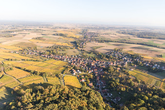 Luftaufnahme von Oberhoffen-les-Wissembourg in Oberhoffen-lès-Wissembourg im Bundesland Bas-Rhin, Frankreich