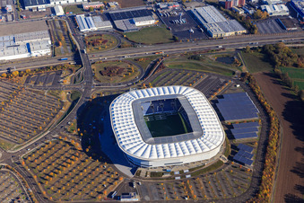Luftbild von PreZero Arena FC Hoffenheim in Sinsheim im Bundesland Baden-Württemberg, Deutschland