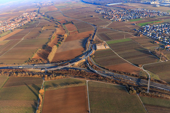 Neubau Anschlusstelle Landau Nord für die B272 an der Autobahn A65 im Ortsteil Dammheim in Landau in der Pfalz im Bundesland Rheinland-Pfalz, Deutschland aus der Luft