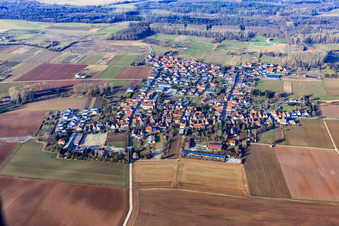 Luftbild von Dorfansicht aus Süden in Knittelsheim im Bundesland Rheinland-Pfalz, Deutschland