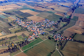 Luftbild von Dorfansicht im Winter aus Südwesten in Steinfeld im Bundesland Rheinland-Pfalz, Deutschland