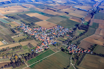 Luftaufnahme von Dorfansicht im Winter aus Südwesten in Steinfeld im Bundesland Rheinland-Pfalz, Deutschland