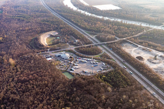 Luftbild von Bremgarten Schießstand und Rasthof in Hartheim am Rhein im Bundesland Baden-Württemberg, Deutschland