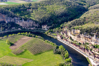 La Roque-Gageac im Bundesland Dordogne, Frankreich aus der Luft