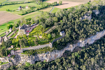Schrägluftbild von Jardins de Marqueyssac in Vézac im Bundesland Dordogne, Frankreich