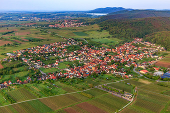 Winzerdorfansicht aus Nordosten in Oberotterbach im Bundesland Rheinland-Pfalz, Deutschland