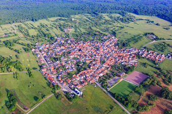 Luftbild von Büchelberg von Osten in Wörth am Rhein im Bundesland Rheinland-Pfalz, Deutschland