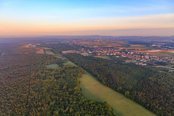 Lichtung im Bienwald mit Otterbachtal am Morgen in Kandel im Bundesland Rheinland-Pfalz, Deutschland