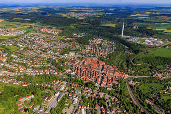 Stadtübersicht von Süden in Rottweil im Bundesland Baden-Württemberg, Deutschland