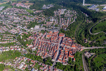 Altstadt in Rottweil im Bundesland Baden-Württemberg, Deutschland aus der Luft