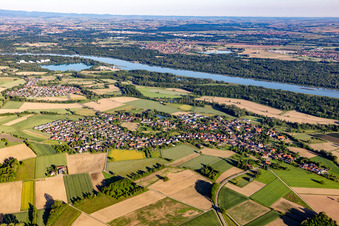 Dorfkern an den Fluß- Uferbereichen des Rhein in Diersheim in Rheinau im Bundesland Baden-Württemberg, Deutschland