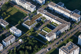 Technologiepark im Ortsteil Rintheim in Karlsruhe im Bundesland Baden-Württemberg, Deutschland von oben gesehen