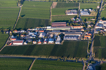 Ortsteil Bordmühle mit Parkett und Bodenbeläge Klaus Rohr GmbH und Rudolph GmbH & Co. KG sowie Flaschengroßhandlung Wittmer GmbH & Co.KG am Banhof in Kirrweiler im Bundesland Rheinland-Pfalz, Deutschland