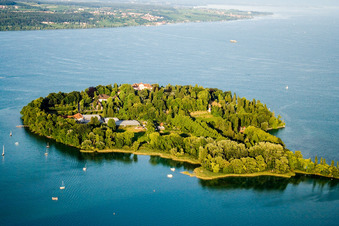 Luftaufnahme von Insel Mainau im Ortsteil Egg in Konstanz im Bundesland Baden-Württemberg, Deutschland