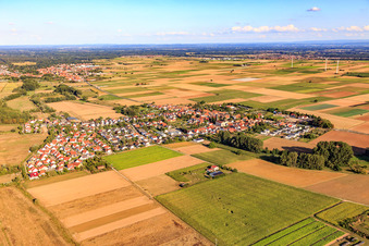 Knittelsheim von Westen im Bundesland Rheinland-Pfalz, Deutschland
