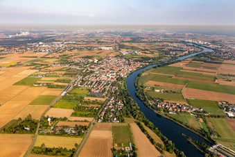 Luftbild von Neckar in Edingen-Neckarhausen im Bundesland Baden-Württemberg, Deutschland