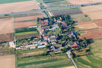Gehöft und Bauernhof- Nebengebäude Kurpfalzhofm, Obsthof Gieser, Heidelberger Holzofenbäckerei, Mampel Hofladen und Erdbeeren Selbst Pflücken Hof in Heidelberg im Ortsteil Patrick Henry Village im Bundesland Baden-Württemberg, Deutschland
