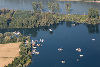Yachthafen an der Insel Korsika im Ortsteil Oberhausen in Oberhausen-Rheinhausen im Bundesland Baden-Württemberg, Deutschland