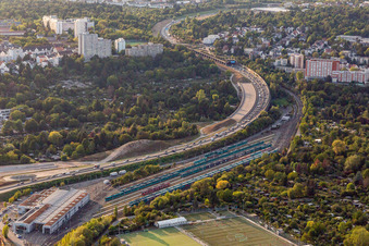 Gelände des VGF Betriebshof Ost in Frankfurt am Main im Ortsteil Seckbach im Bundesland Hessen, Deutschland