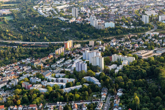 Luftbild von Ortsteil Seckbach in Frankfurt am Main im Bundesland Hessen, Deutschland