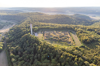 Schrägluftbild von Fragmente der Zitadelle- Festungsanlage " Fort de Bourlémont " an der Allée de Rivières in Mont-les-Neufchateau in Grand Est in Mont-lès-Neufchâteau im Bundesland Vosges, Frankreich