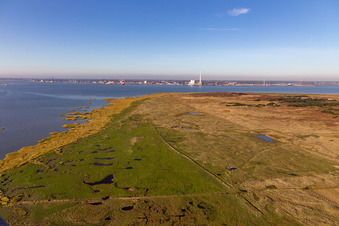 Drohnenaufname von Nationalpark Wattenmeer in Fanø im Bundesland Syddanmark, Dänemark
