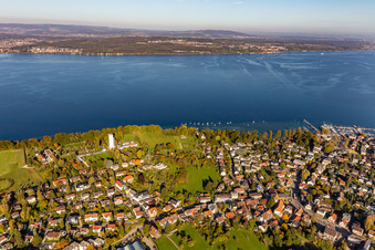 Luftaufnahme von Gebäude der Jugendherberge DJH Otto-Moericke-Turm Konstanz im Ortsteil Allmannsdorf in Konstanz im Bundesland Baden-Württemberg, Deutschland