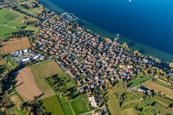 Luftbild von Dorfkern an den See- Uferbereichen des Bodensee in Dingelsdorf in Konstanz im Bundesland Baden-Württemberg, Deutschland