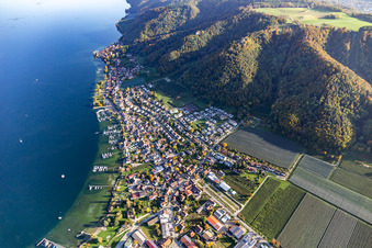 Marina - Hafenbereich am Ufer des Bodensee in Bodman in Bodman-Ludwigshafen im Bundesland Baden-Württemberg, Deutschland