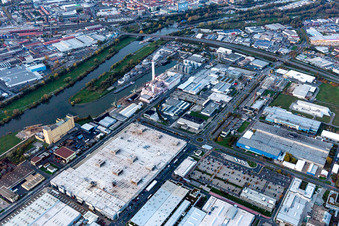 Luftaufnahme von Hafen in Schweinfurt im Bundesland Bayern, Deutschland