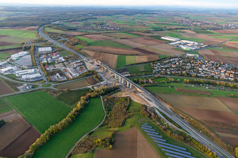 Brückenbaustelle A7 in Kürnach im Bundesland Bayern, Deutschland