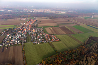 Drohnenbild von Ortsteil Hayna in Herxheim bei Landau im Bundesland Rheinland-Pfalz, Deutschland