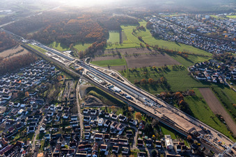 Tunnelbaustelle zum Neubau der ICE Strecke im Streckennetz der Deutschen Bahn in Rastatt im Ortsteil Niederbühl im Bundesland Baden-Württemberg, Deutschland