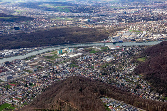 Schrägluftbild von Ortsteil Grenzach in Grenzach-Wyhlen im Bundesland Baden-Württemberg, Deutschland