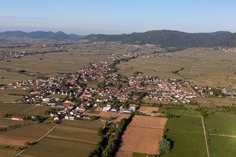 Luftbild von Ortsansicht der Straßen und Häuser der Wohngebiete in Edesheim im Bundesland Rheinland-Pfalz, Deutschland