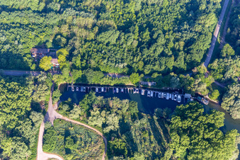 Luftaufnahme von Leimersheim Altrhein und Rheinschänke im Bundesland Rheinland-Pfalz, Deutschland