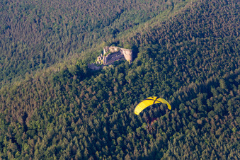 Drohnenbild von Burgruine Neuscharfeneck in Flemlingen im Bundesland Rheinland-Pfalz, Deutschland