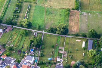Gärten am Dorfbach im Gänsried in Freckenfeld im Bundesland Rheinland-Pfalz, Deutschland