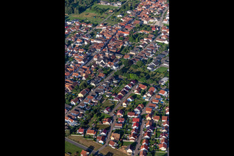 Ortsteil Schaidt in Wörth am Rhein im Bundesland Rheinland-Pfalz, Deutschland von der Drohne aus gesehen