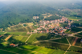 Winzerdorf von Süden in Gleisweiler im Bundesland Rheinland-Pfalz, Deutschland