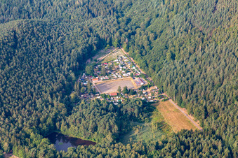 Naturcamping "Am Berwartstein" beim Seehofweiher in Erlenbach bei Dahn im Bundesland Rheinland-Pfalz, Deutschland