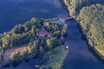 Fischerheim, Restaurant Insel Rott am Rhein im Ortsteil Hochstetten in Linkenheim-Hochstetten im Bundesland Baden-Württemberg, Deutschland