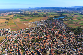 Neubaugebiet "Mitten im Feld" und Odenwaldstr in Heddesheim im Bundesland Baden-Württemberg, Deutschland aus der Luft