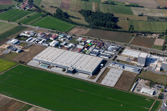 Industrie- und Gewerbegebiet Sachsenstraße mit WalzWerk Motorcycles, Musch M. Motorradhändler und Hundepension Happy Animal Center in Ketsch im Bundesland Baden-Württemberg, Deutschland