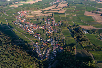 Ortsteil Pleisweiler in Pleisweiler-Oberhofen im Bundesland Rheinland-Pfalz, Deutschland aus der Luft