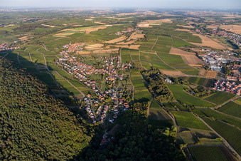 Ortsteil Pleisweiler in Pleisweiler-Oberhofen im Bundesland Rheinland-Pfalz, Deutschland von oben gesehen
