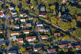 Germersheimer Straße, Kandeler Straße in Jockgrim im Bundesland Rheinland-Pfalz, Deutschland aus der Luft