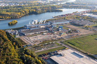 Neubau des Gas- Wasserstoff- Kraftwerks der Papierfabrik Palm GmbH & Co. KG im Ortsteil Industriegebiet Wörth-Oberwald in Wörth am Rhein im Bundesland Rheinland-Pfalz, Deutschland