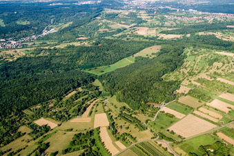 Luftbild von Naturschutzgebiet Kettelbachtal im Ortsteil Obernhausen in Birkenfeld im Bundesland Baden-Württemberg, Deutschland