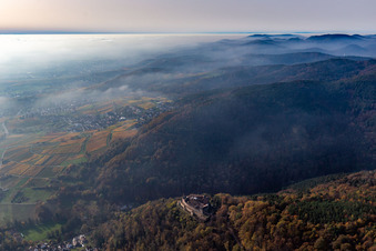 Burg Landeck in Klingenmünster im Bundesland Rheinland-Pfalz, Deutschland von oben
